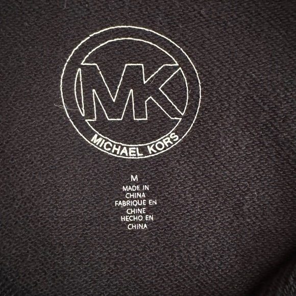 Michael Kors Black Mixed Media Full Zip Hooded Poncho - Picture 3 of 7